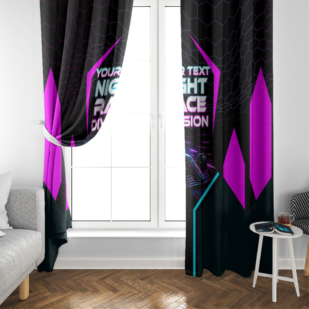 Personalized Night Race Division Window Curtain Cyberpunk Racing Synthwave Motorsport Neon Graphic