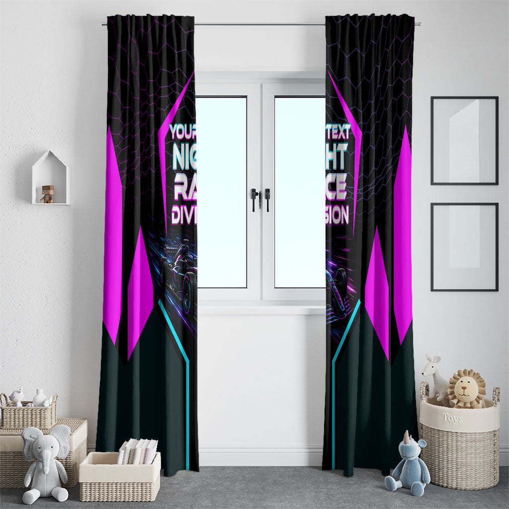 Personalized Night Race Division Window Curtain Cyberpunk Racing Synthwave Motorsport Neon Graphic