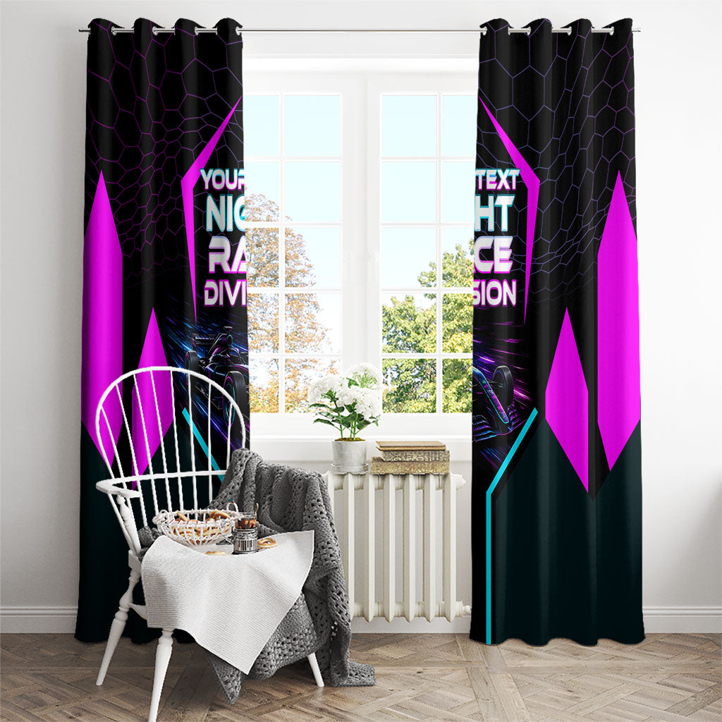 Personalized Night Race Division Window Curtain Cyberpunk Racing Synthwave Motorsport Neon Graphic