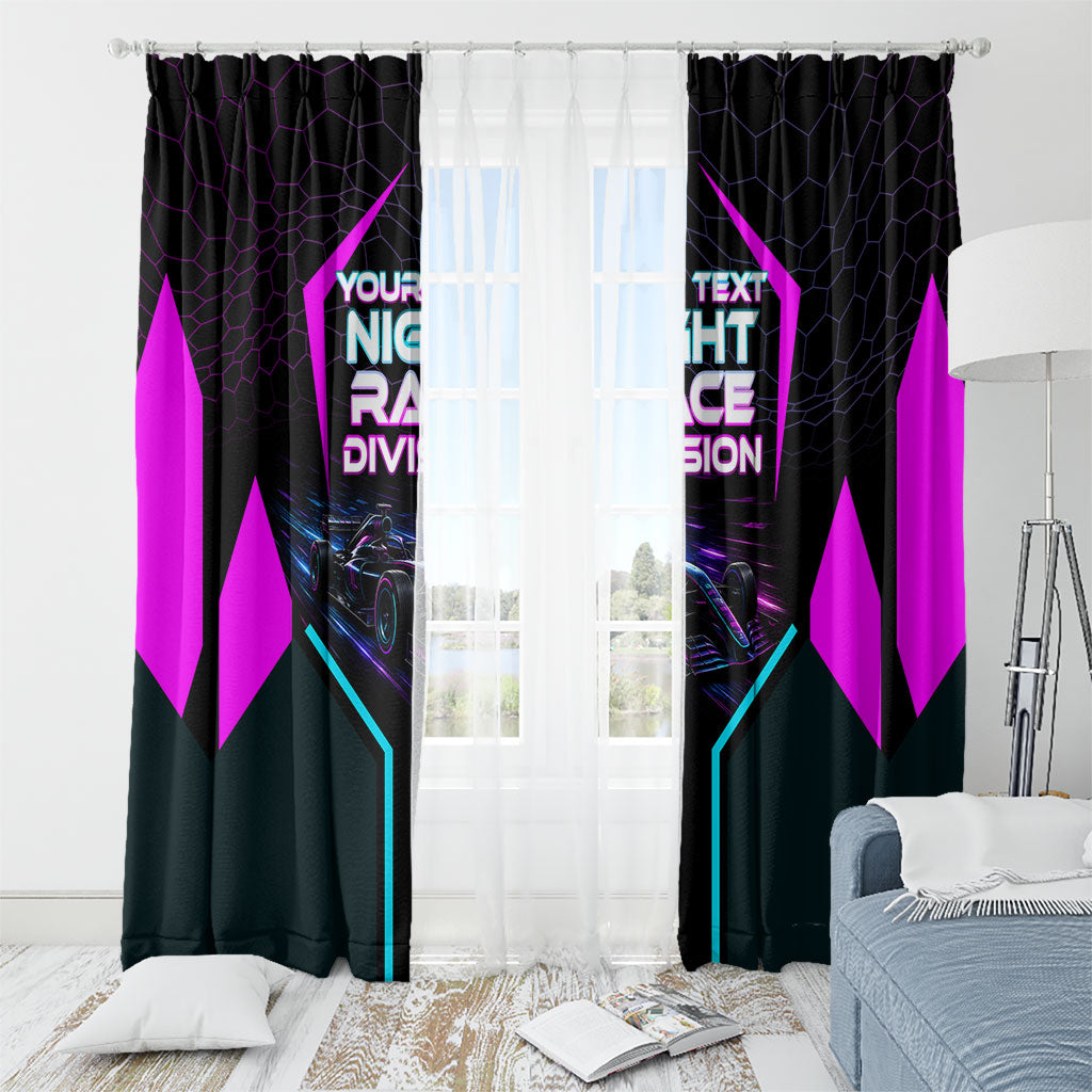 Personalized Night Race Division Window Curtain Cyberpunk Racing Synthwave Motorsport Neon Graphic