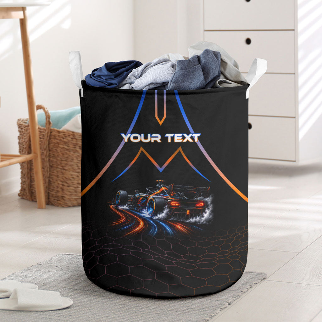 Personalized Night Race Division Motorsport Laundry Basket Futuristic Neon Open Wheel Auto Racing