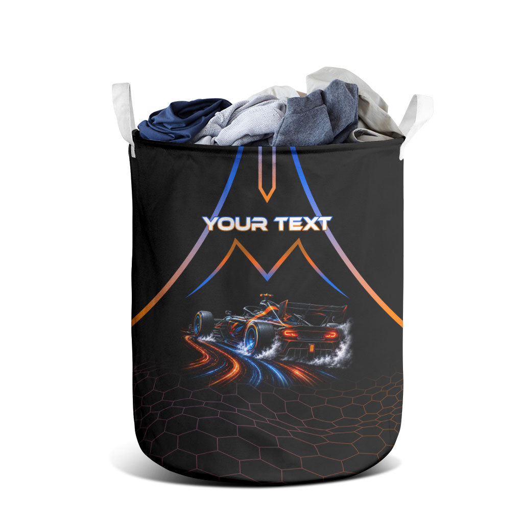 Personalized Night Race Division Motorsport Laundry Basket Futuristic Neon Open Wheel Auto Racing