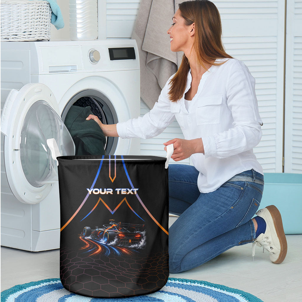 Personalized Night Race Division Motorsport Laundry Basket Futuristic Neon Open Wheel Auto Racing