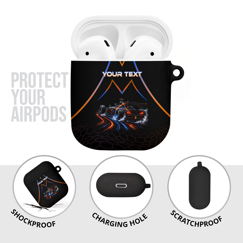 Personalized Night Race Division Motorsport AirPods Case Futuristic Neon Open Wheel Auto Racing