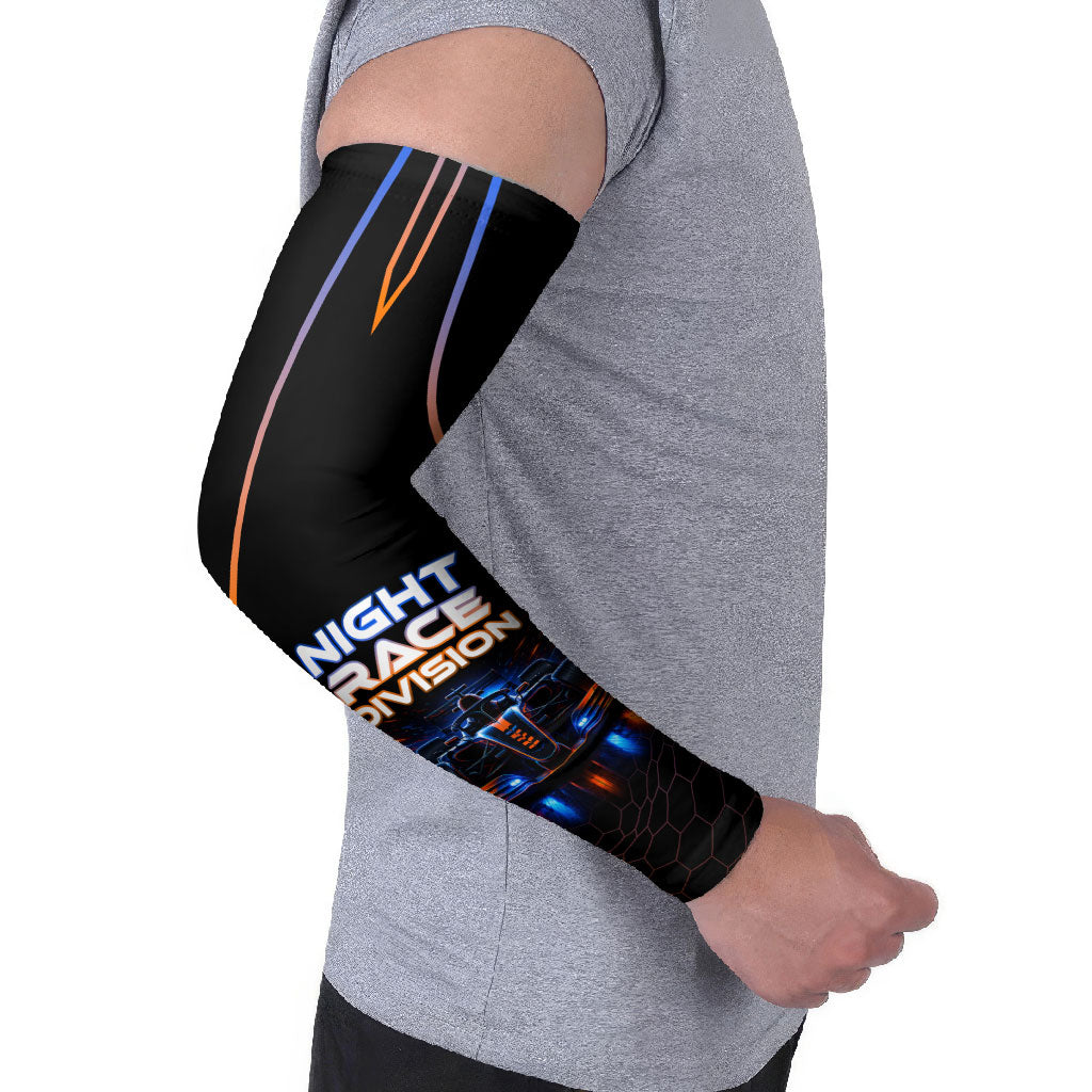 Personalized Night Race Division Motorsport Arm Sleeves Futuristic Neon Open Wheel Auto Racing