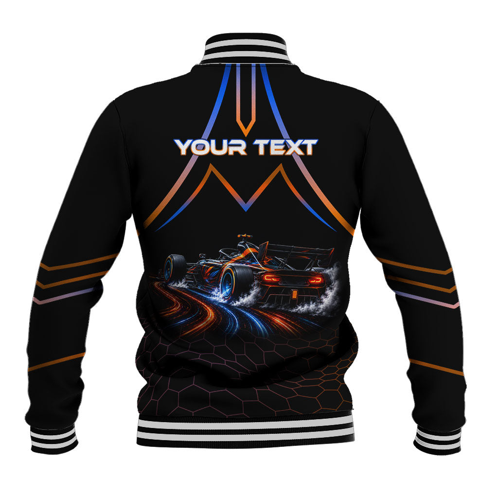 Personalized Night Race Division Motorsport Baseball Jacket Futuristic Neon Open Wheel Auto Racing