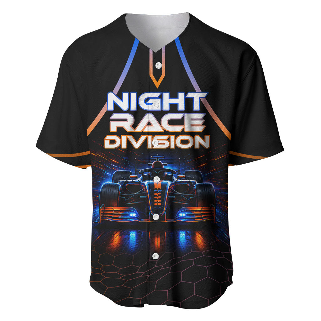 Personalized Night Race Division Motorsport Baseball Jersey Futuristic Neon Open Wheel Auto Racing