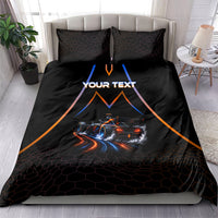 Personalized Night Race Division Motorsport Bedding Set Futuristic Neon Open Wheel Auto Racing