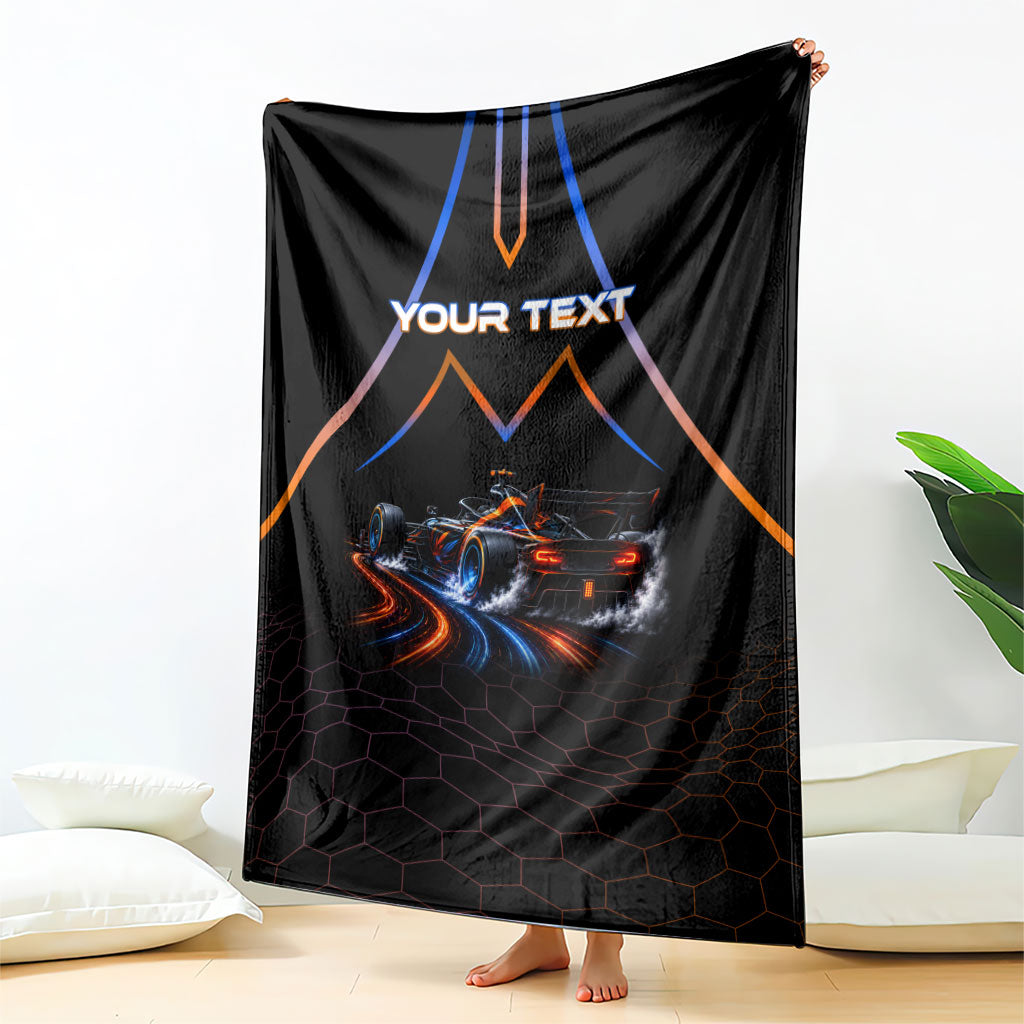 Personalized Night Race Division Motorsport Blanket Futuristic Neon Open Wheel Auto Racing