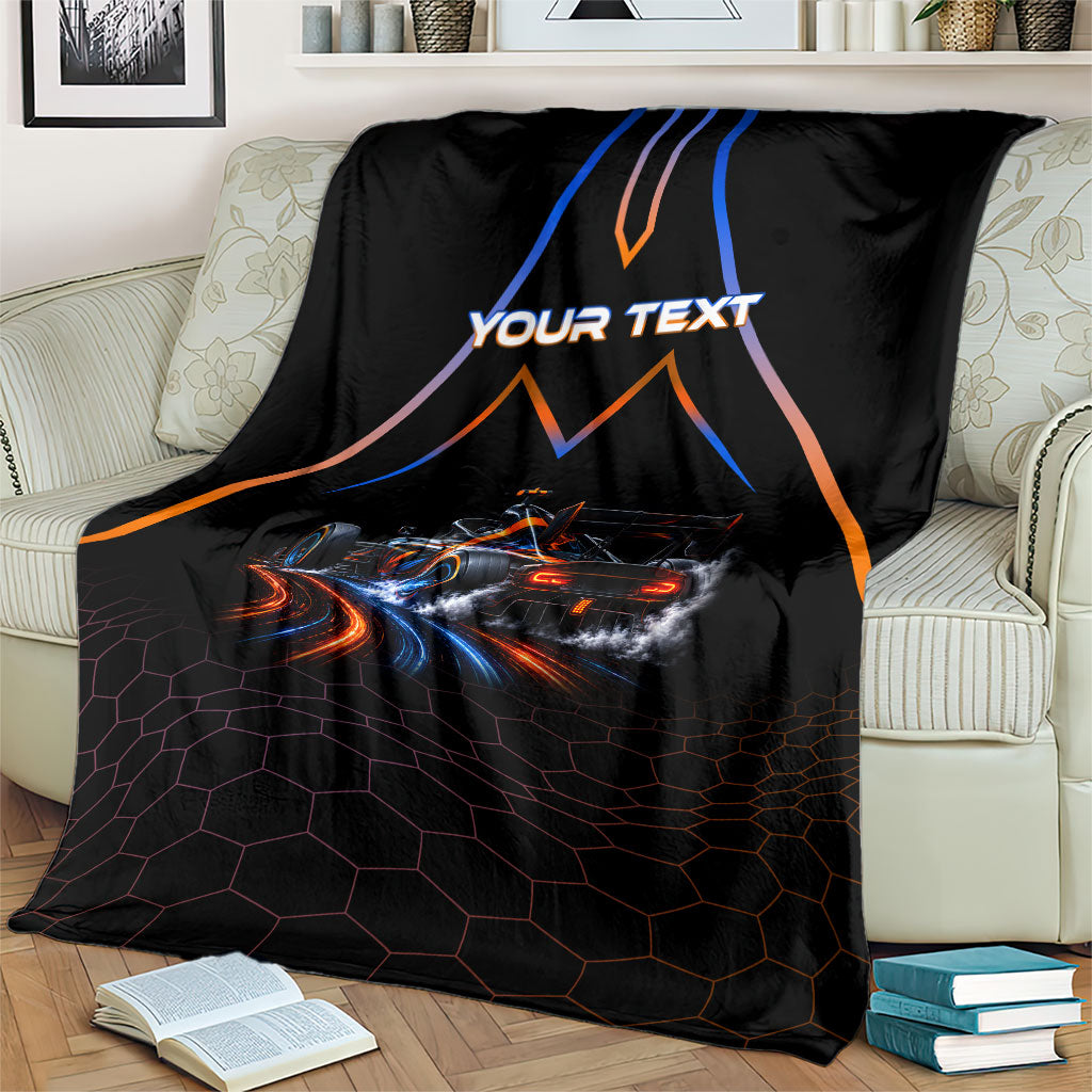 Personalized Night Race Division Motorsport Blanket Futuristic Neon Open Wheel Auto Racing