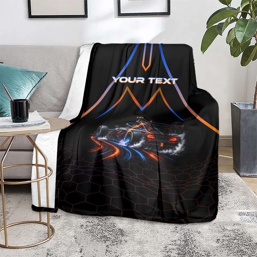 Personalized Night Race Division Motorsport Blanket Futuristic Neon Open Wheel Auto Racing