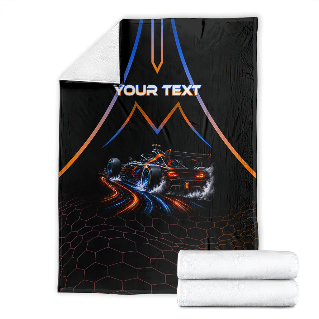 Personalized Night Race Division Motorsport Blanket Futuristic Neon Open Wheel Auto Racing