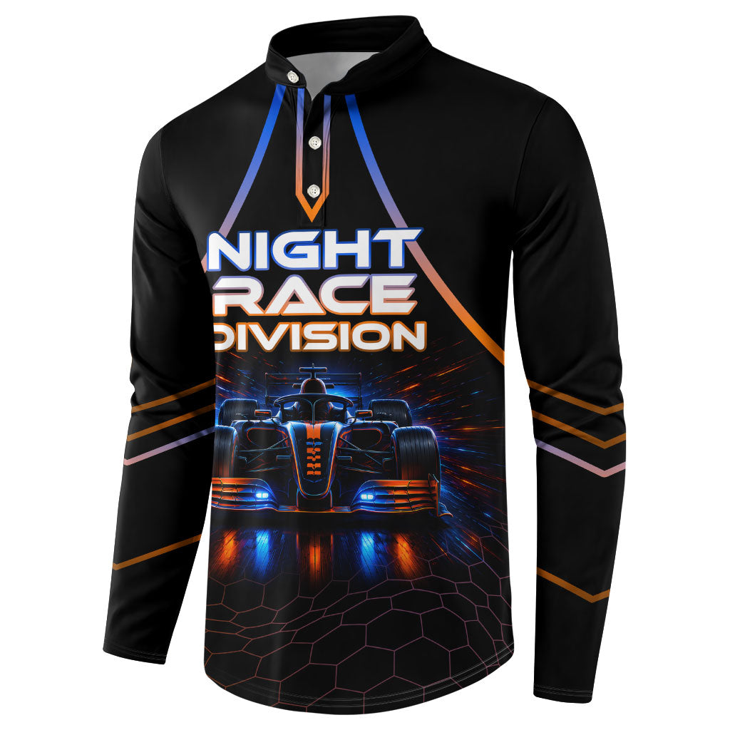Personalized Night Race Division Motorsport Button Sweatshirt Futuristic Neon Open Wheel Auto Racing