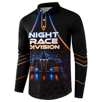 Personalized Night Race Division Motorsport Button Sweatshirt Futuristic Neon Open Wheel Auto Racing