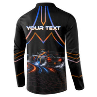 Personalized Night Race Division Motorsport Button Sweatshirt Futuristic Neon Open Wheel Auto Racing
