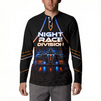 Personalized Night Race Division Motorsport Button Sweatshirt Futuristic Neon Open Wheel Auto Racing