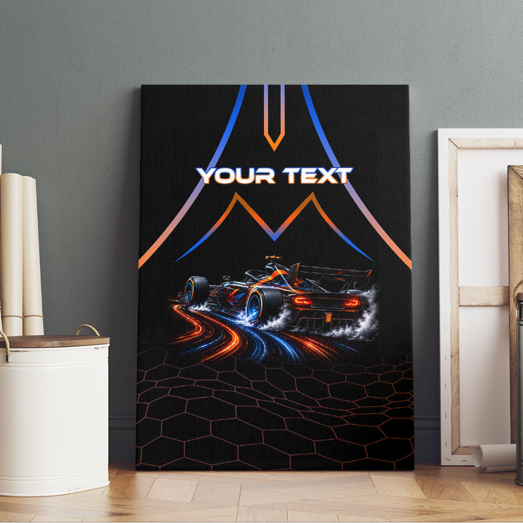 Personalized Night Race Division Motorsport Canvas Wall Art Futuristic Neon Open Wheel Auto Racing