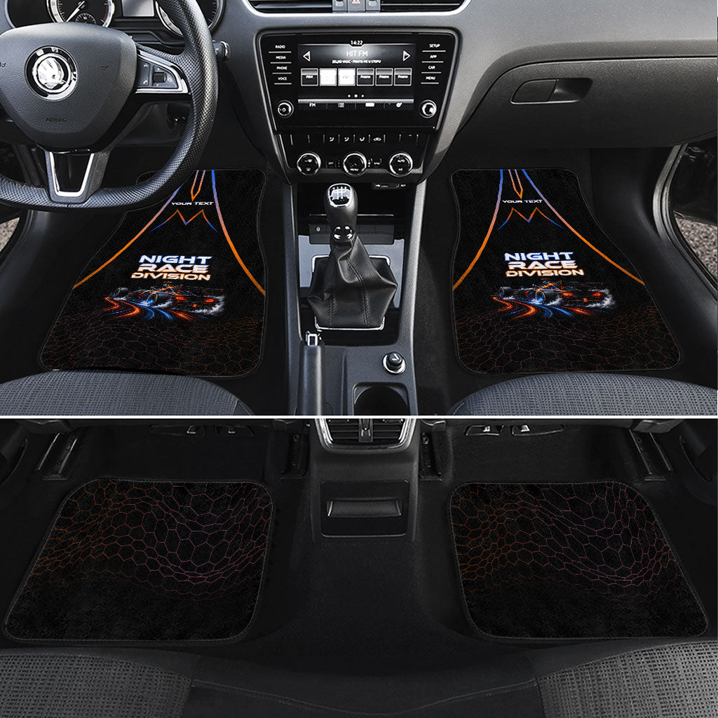 Personalized Night Race Division Motorsport Car Mats Futuristic Neon Open Wheel Auto Racing