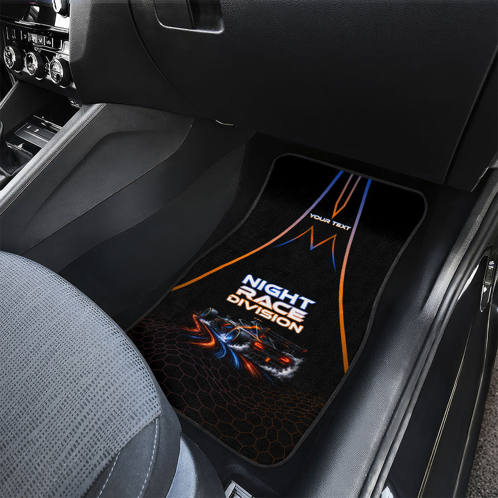 Personalized Night Race Division Motorsport Car Mats Futuristic Neon Open Wheel Auto Racing