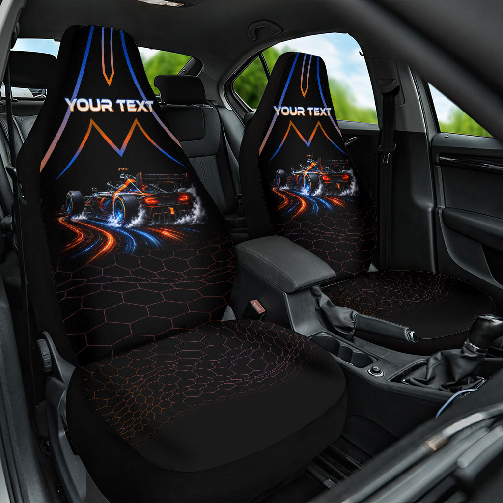 Personalized Night Race Division Motorsport Car Seat Cover Futuristic Neon Open Wheel Auto Racing