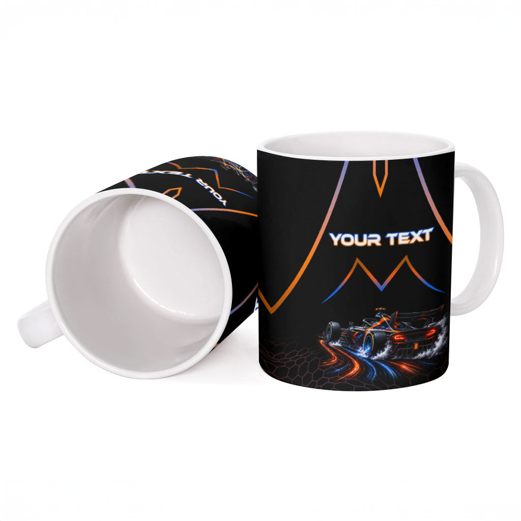 Personalized Night Race Division Motorsport Ceramic Mug Futuristic Neon Open Wheel Auto Racing