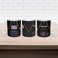 Personalized Night Race Division Motorsport Ceramic Mug Futuristic Neon Open Wheel Auto Racing