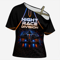 Personalized Night Race Division Motorsport Cross Shoulder Shirt Futuristic Neon Open Wheel Auto Racing