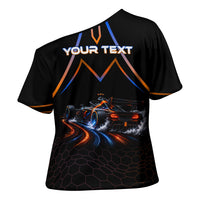Personalized Night Race Division Motorsport Cross Shoulder Shirt Futuristic Neon Open Wheel Auto Racing