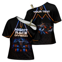 Personalized Night Race Division Motorsport Cross Shoulder Shirt Futuristic Neon Open Wheel Auto Racing