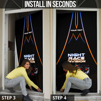 Personalized Night Race Division Motorsport Door Cover Futuristic Neon Open Wheel Auto Racing