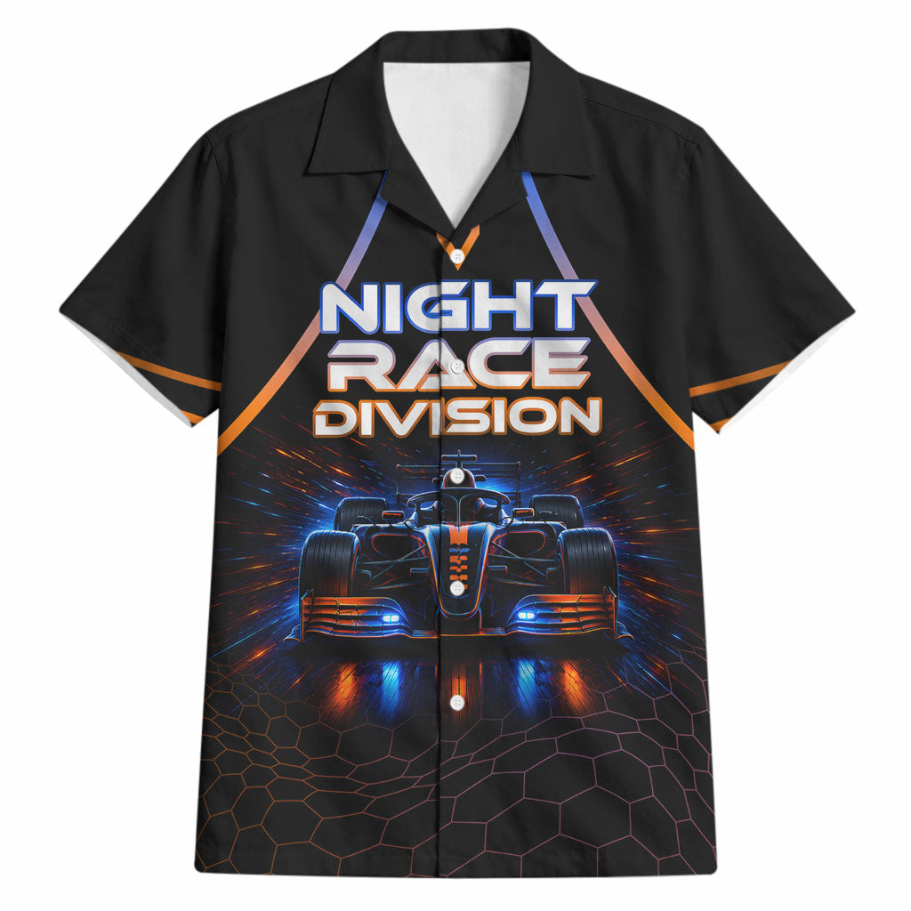 Personalized Night Race Division Motorsport Hawaiian Shirt Futuristic Neon Open Wheel Auto Racing