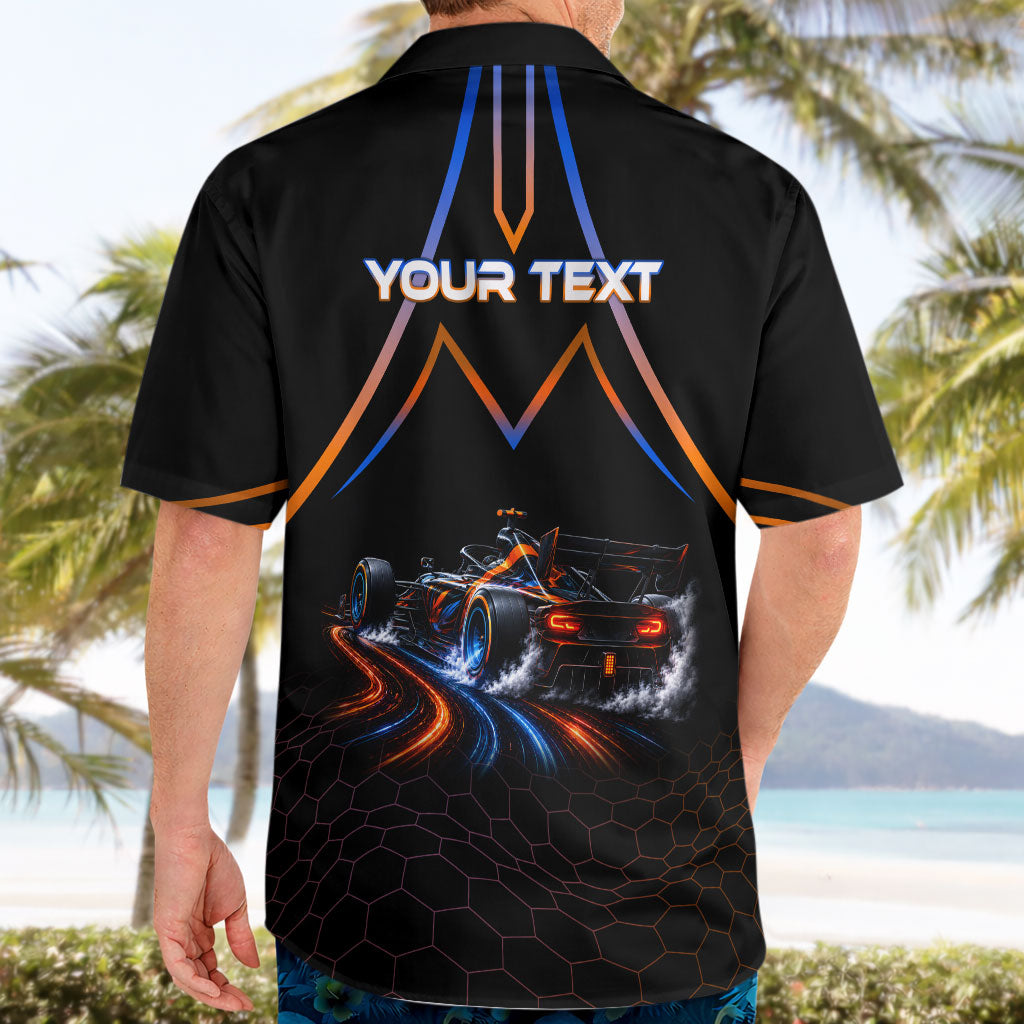 Personalized Night Race Division Motorsport Hawaiian Shirt Futuristic Neon Open Wheel Auto Racing