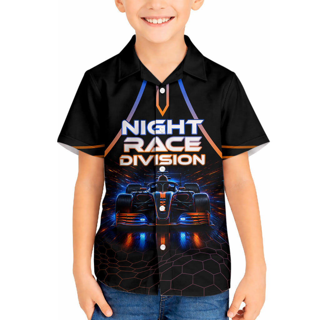 Personalized Night Race Division Motorsport Hawaiian Shirt Futuristic Neon Open Wheel Auto Racing