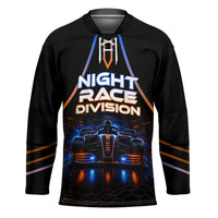 Personalized Night Race Division Motorsport Hockey Jersey Futuristic Neon Open Wheel Auto Racing