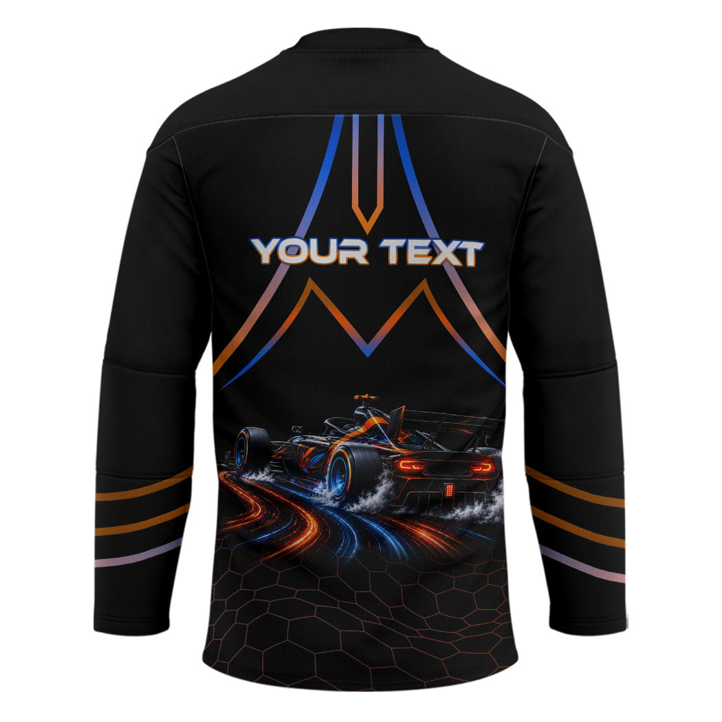 Personalized Night Race Division Motorsport Hockey Jersey Futuristic Neon Open Wheel Auto Racing