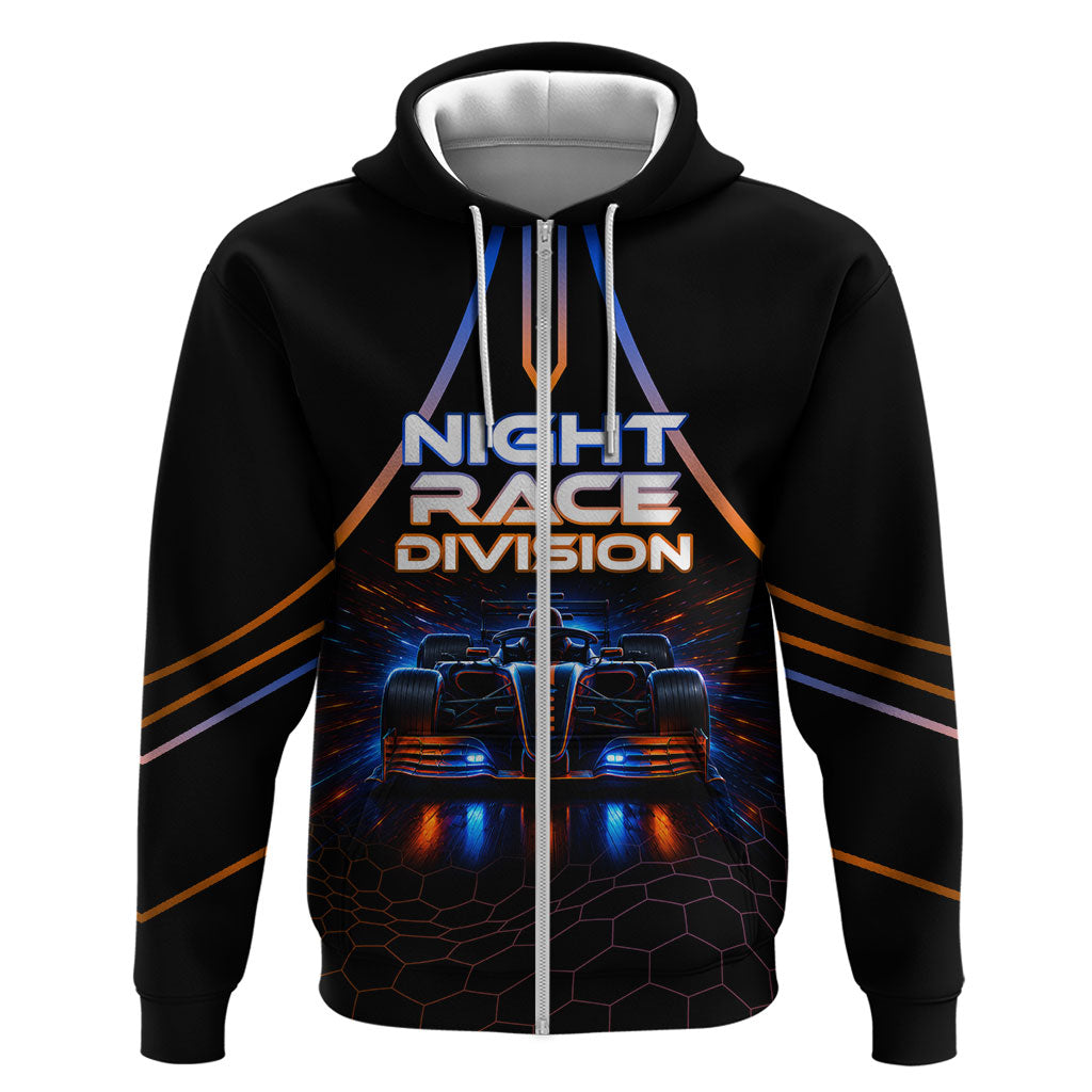 Personalized Night Race Division Motorsport Hoodie Futuristic Neon Open Wheel Auto Racing