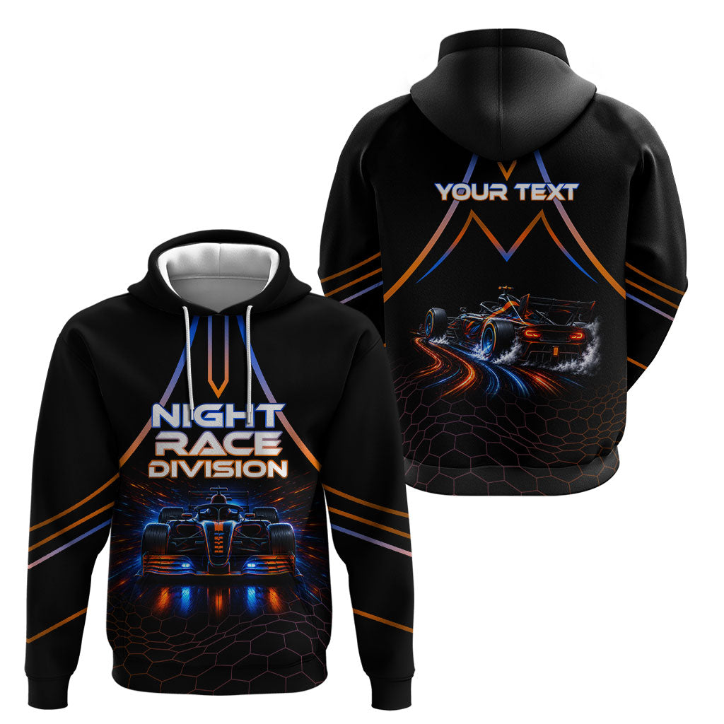 Personalized Night Race Division Motorsport Hoodie Futuristic Neon Open Wheel Auto Racing