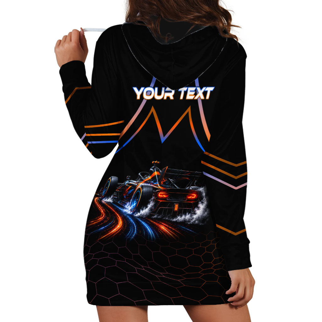 Personalized Night Race Division Motorsport Hoodie Dress Futuristic Neon Open Wheel Auto Racing