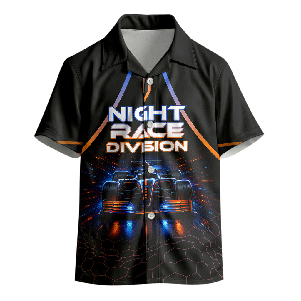 Personalized Night Race Division Motorsport Kid Hawaiian Shirt Futuristic Neon Open Wheel Auto Racing