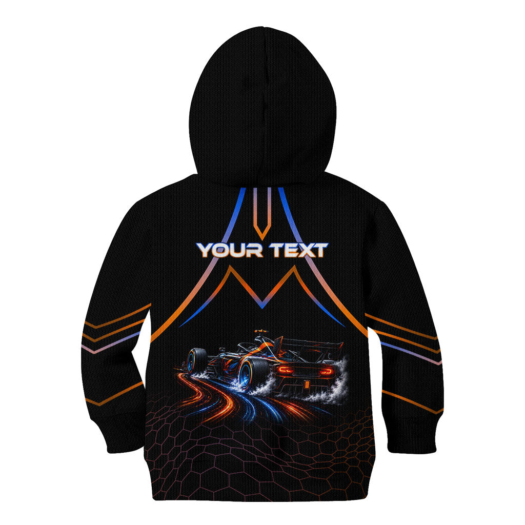Personalized Night Race Division Motorsport Kid Hoodie Futuristic Neon Open Wheel Auto Racing