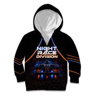 Personalized Night Race Division Motorsport Kid Hoodie Futuristic Neon Open Wheel Auto Racing