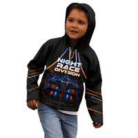Personalized Night Race Division Motorsport Kid Hoodie Futuristic Neon Open Wheel Auto Racing