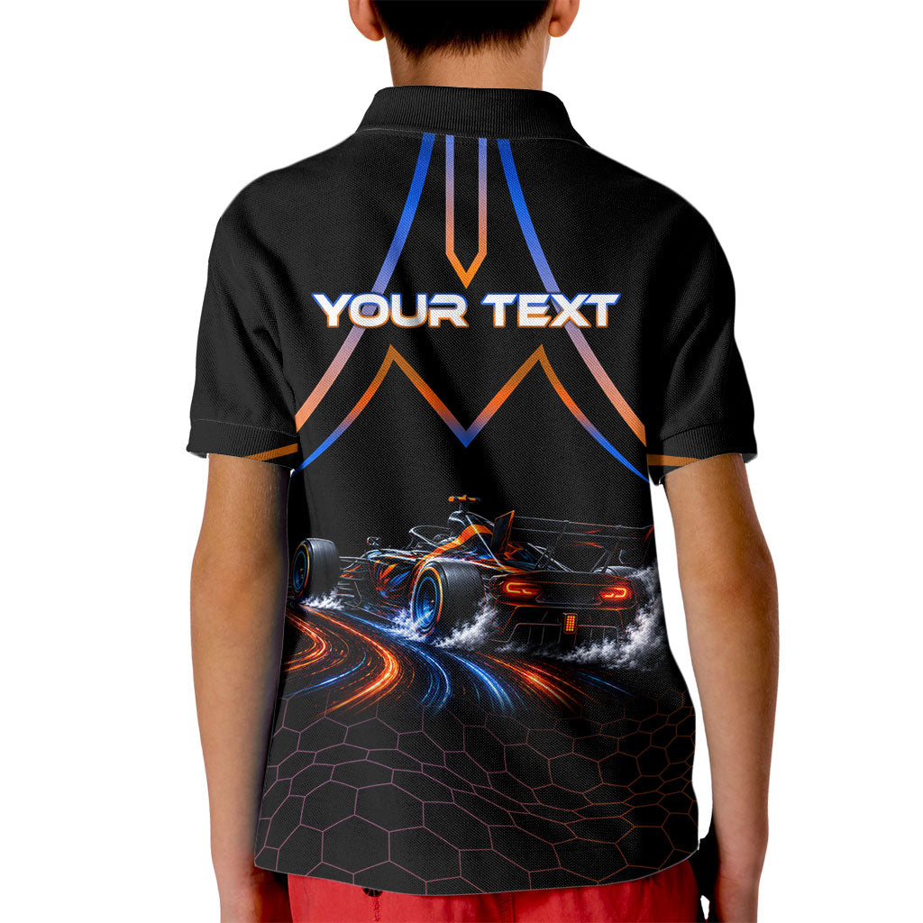 Personalized Night Race Division Motorsport Kid Polo Shirt Futuristic Neon Open Wheel Auto Racing