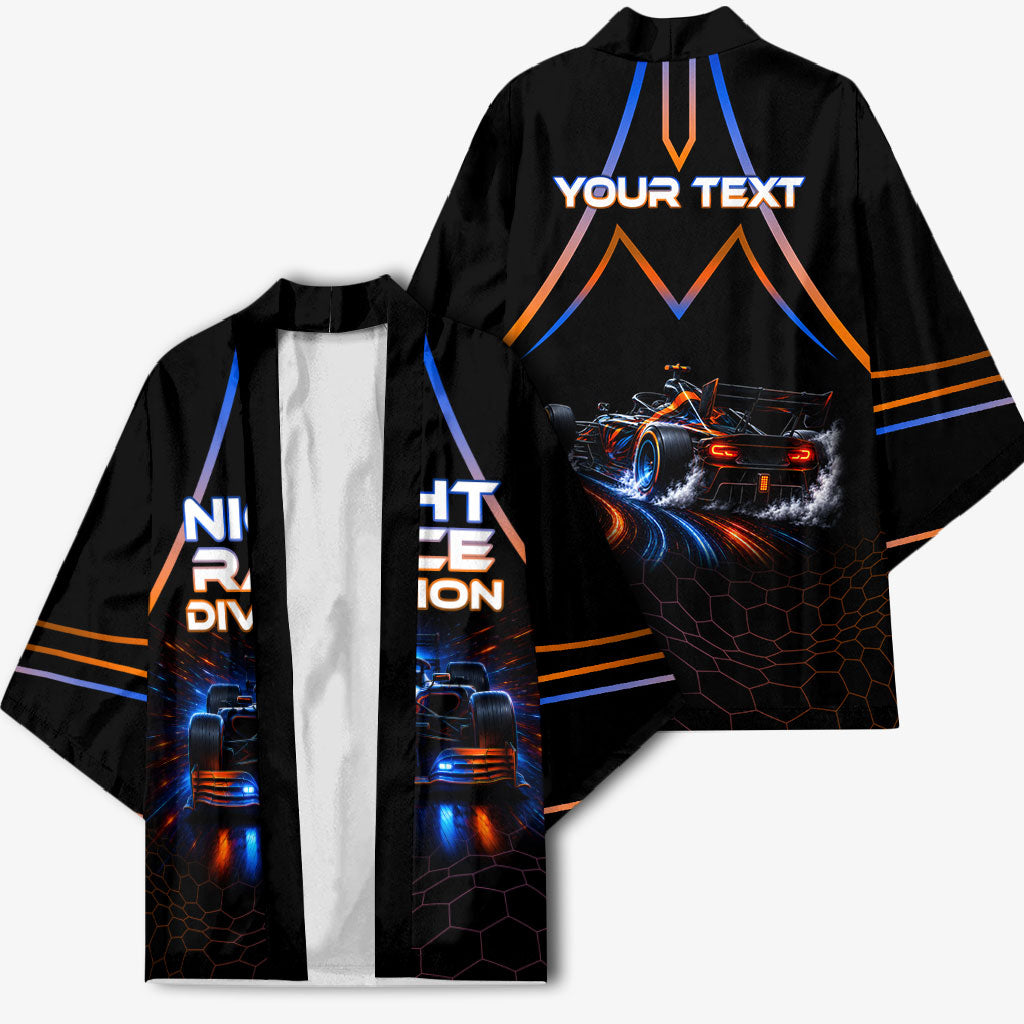 Personalized Night Race Division Motorsport Kimono Futuristic Neon Open Wheel Auto Racing