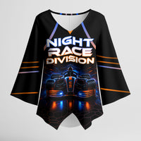 Personalized Night Race Division Motorsport Kimono Sleeve Blouse Futuristic Neon Open Wheel Auto Racing