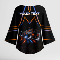 Personalized Night Race Division Motorsport Kimono Sleeve Blouse Futuristic Neon Open Wheel Auto Racing