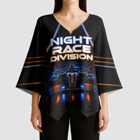 Personalized Night Race Division Motorsport Kimono Sleeve Blouse Futuristic Neon Open Wheel Auto Racing