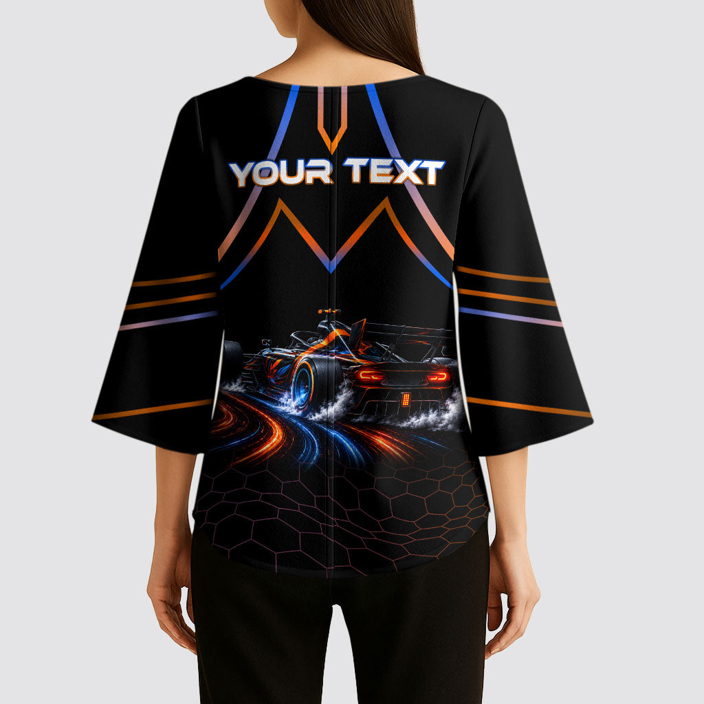 Personalized Night Race Division Motorsport Kimono Sleeve Blouse Futuristic Neon Open Wheel Auto Racing