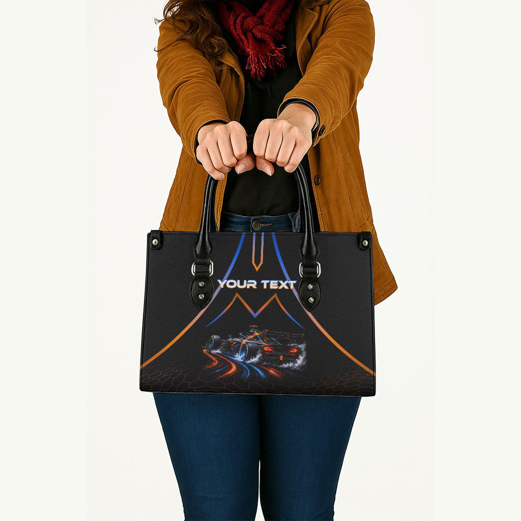 Personalized Night Race Division Motorsport Leather Bag Futuristic Neon Open Wheel Auto Racing