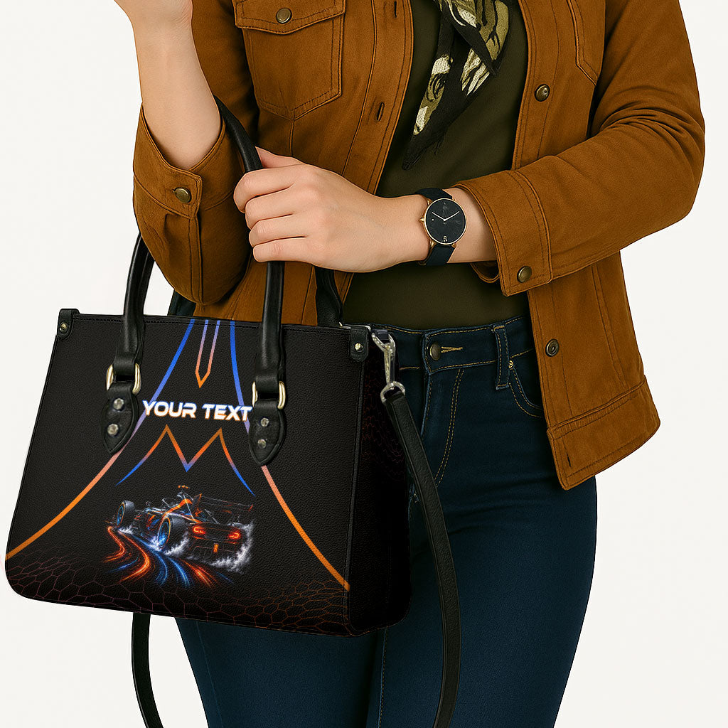 Personalized Night Race Division Motorsport Leather Bag Futuristic Neon Open Wheel Auto Racing